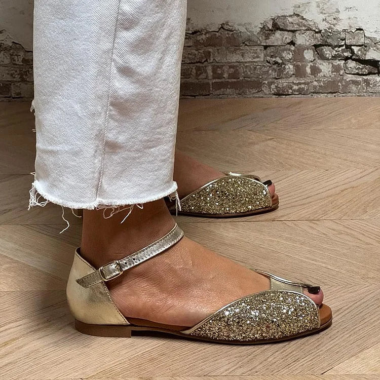 FLAVIA | Sandalo Flat Glitterato Elegante e Brillante