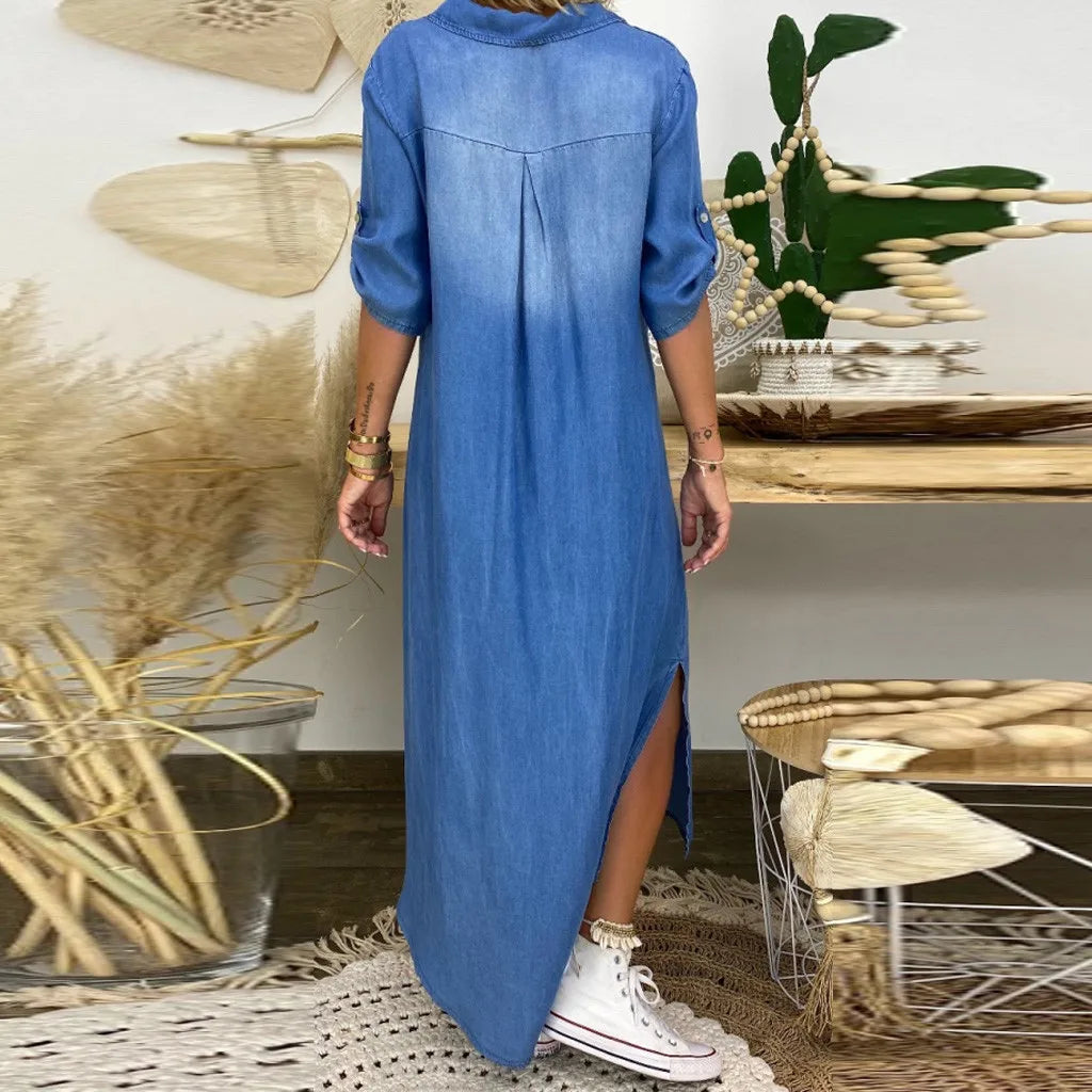 LEA™|Abito Lungo Stile Jeans