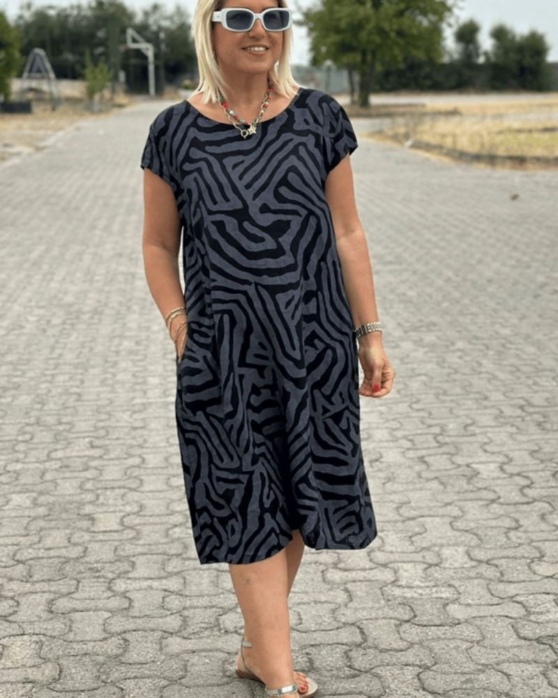 NELIA|Abito Estivo con Stampa Elegante