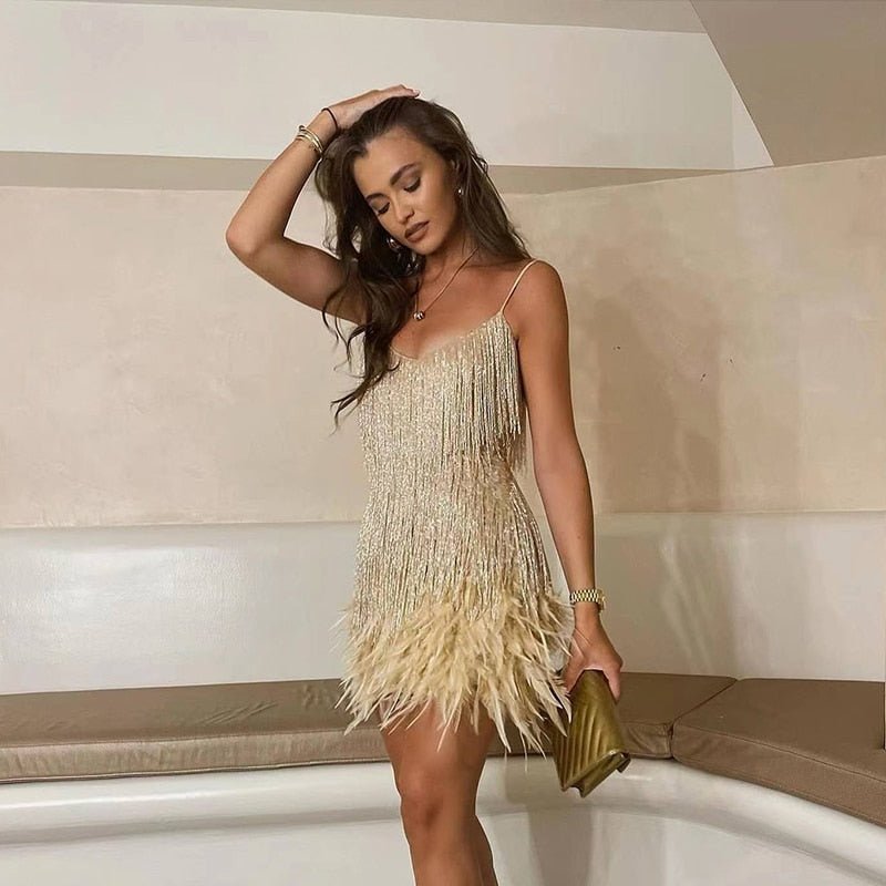 MIRELLA|MINI ABITO CON PIUME