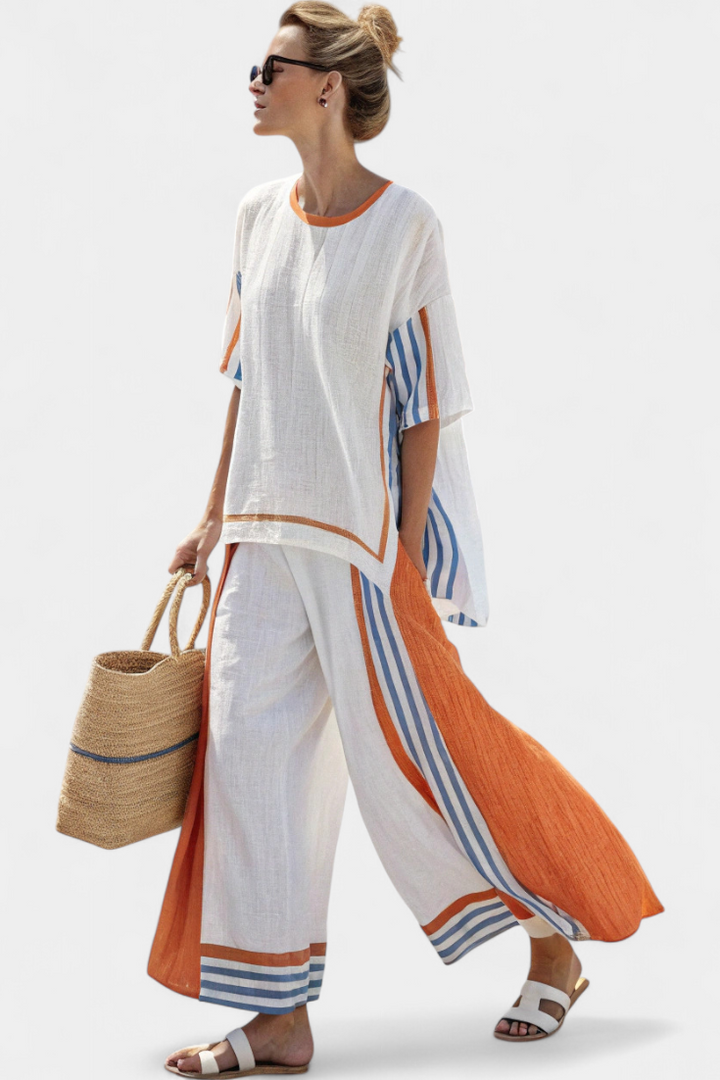 GIULIANA™|COMPLETO ESTIVO A RIGHE